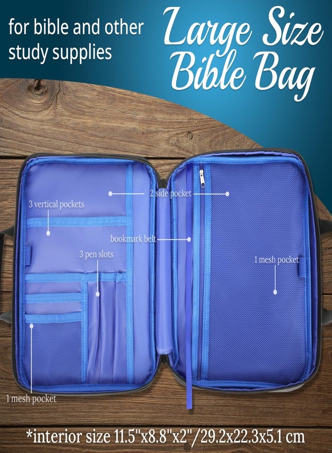 DEHITE Bible Cover for Men and Women - Black Bible Bag Case Extra Large Size - Tote Bag - Fit Book 11.2 x 8.4 x 1.8 in - Pen Slots - Zippered Pocket - Shoulder Strap - Premium - Image 2